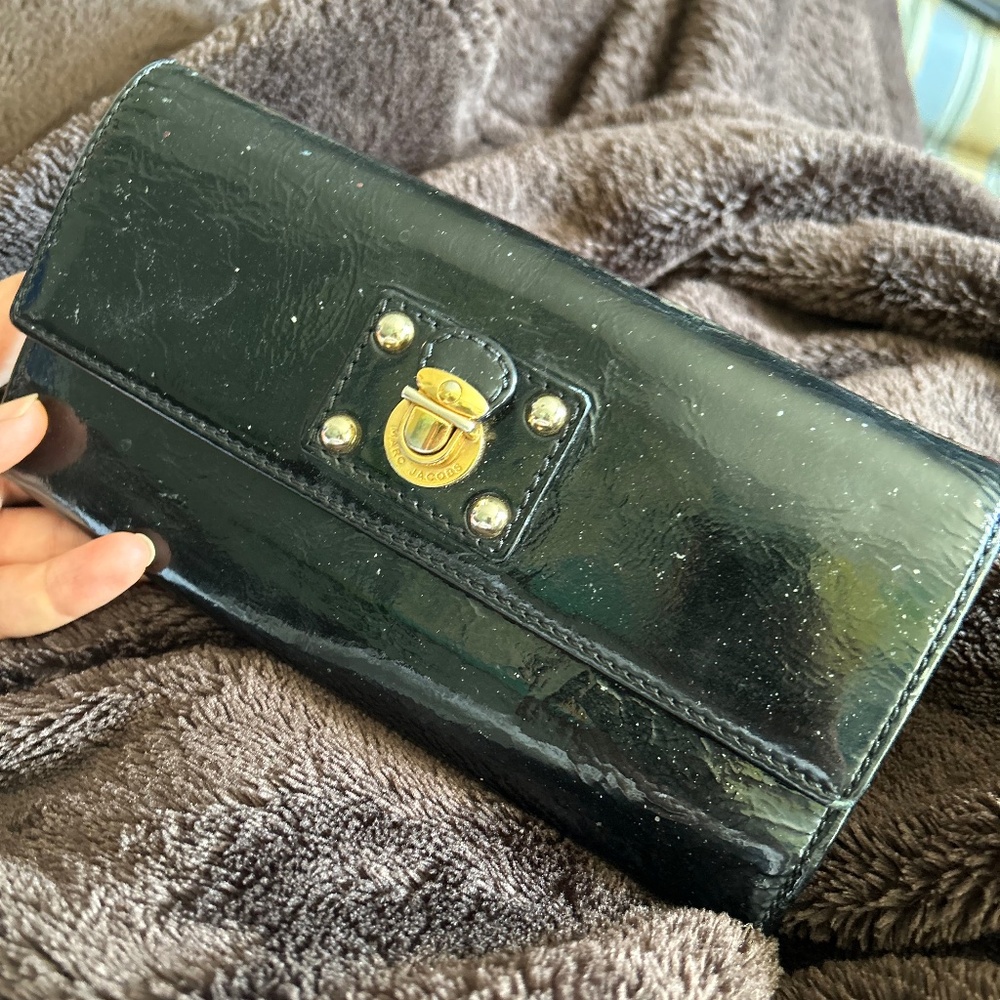 Authentic Marc Jacob’s Black Patent Leather Long Wallet